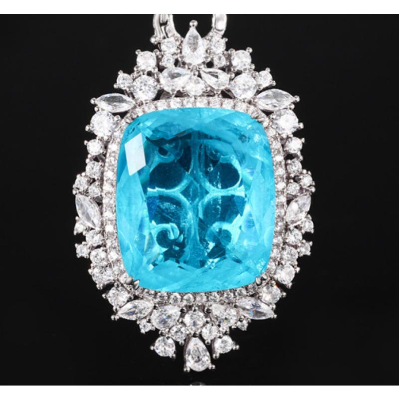 Jewelry Copper Bottom Gold-Plated Simulation Orange Red Zirconium Color Treasure Fat Square Pendant Necklace * 23