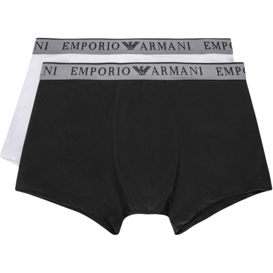 Emporio Armani Мужские боксеры с принтом логотипа FW24, 2 шт., Нижнее белье, Черный Белый 111769-4F720-10320 M