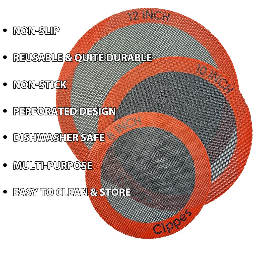 1 / 3PCS Round Silicone Perforated Baking Mat, Non-Stick Reusable Baking Sheets, for Pizza, Bread, Cake Pan, Air Fryer, Oven