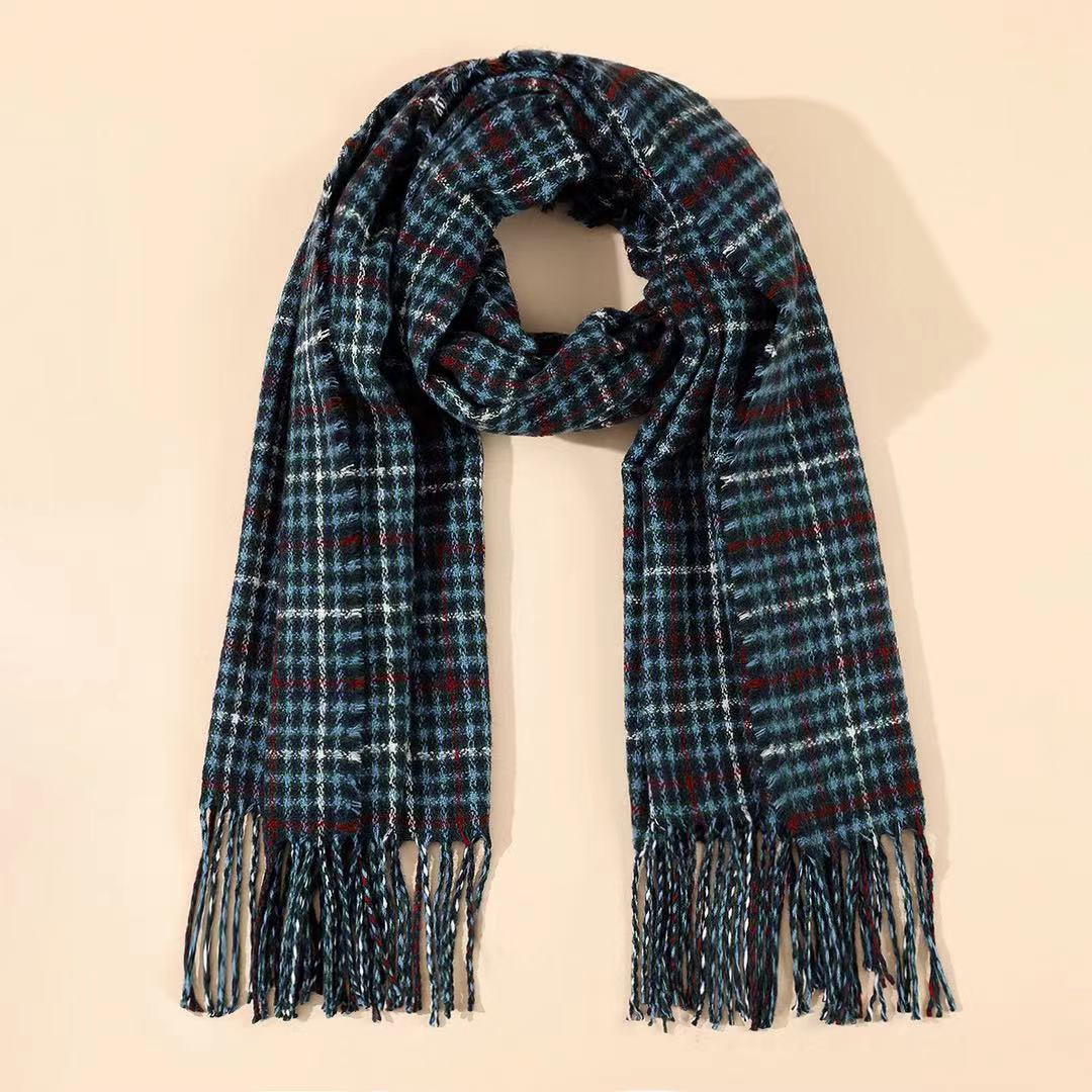 

New versatile scarf women s autumn and winter imitation cashmere plaid fringed scarf