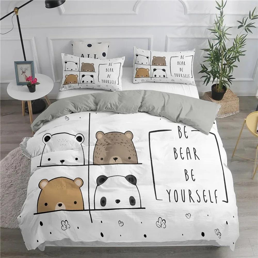 Cartoon Bedding Set Cute Cats Comfortable Duvet Quilt Cover Pillowcase Bedding Set Children Bedroom Decoration Home Textile