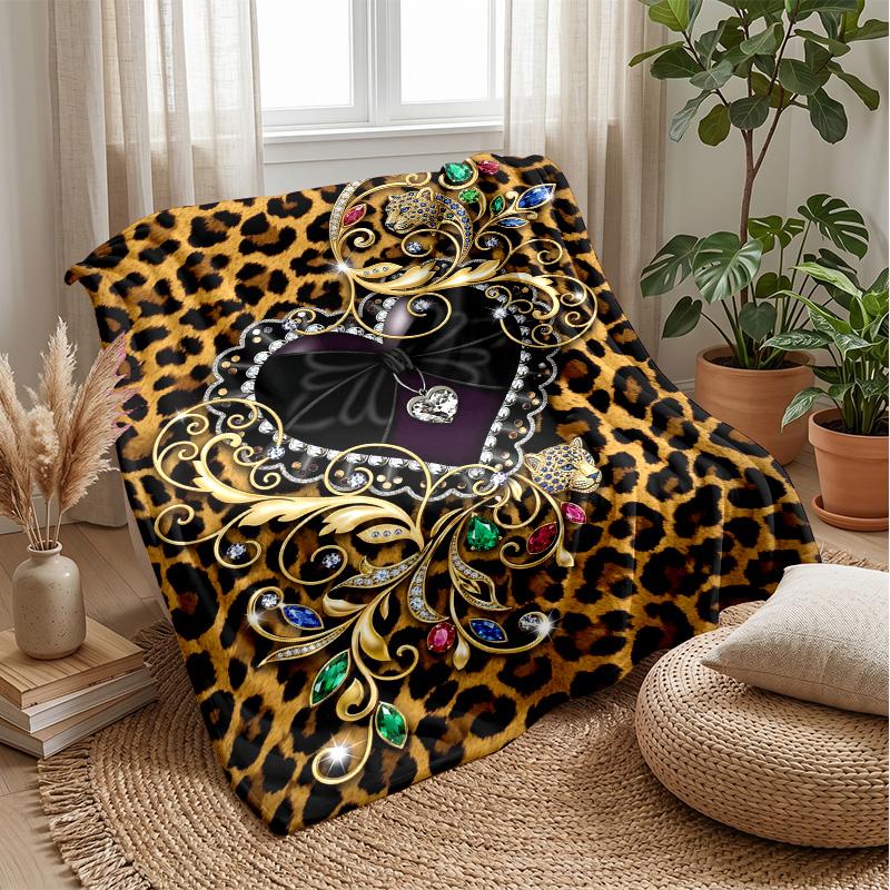 Jaguar in Lush Jungle 1 Theme blanket Lightweight Warm Flannel Blanket Decorative Throw Blanket for Home Decoration