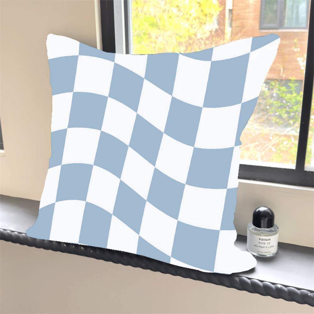1PC Retro Color Wavy Checkered Pillow Case Square  Bedroom Sofa Leisure Comfort Cushion Car Home Decoration Pillowcase 40x40