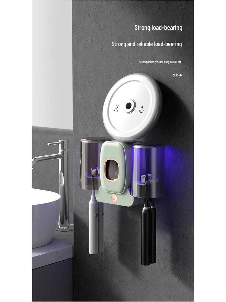 Chytrý UV držák na zubní kartáčky a automatický dávkovač zubní pasty s dvojitými kelímky