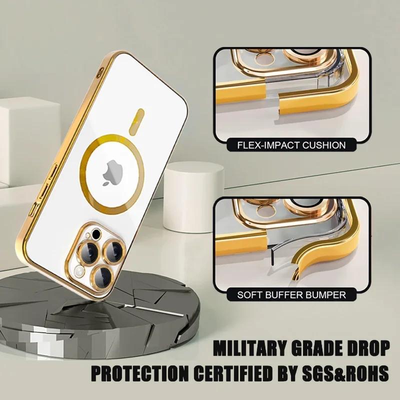 Full Protection Magnetic Wireless Charge Case For  For For Iphone 17 16 15 14 13 12 Pro Max Case With Camera Lens Protector