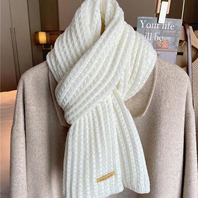 Design Thick Knitted Scarf For Women Fashion Winter Warm Cashmere Scarves Neckercheif Lady Korean Style Neck Tie Bandana