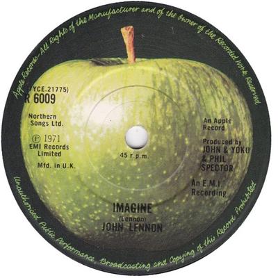 Δίσκος 7 ιντσών JOHN LENNON - Imagine R6009 Apple Records 1975 UK Rock Μεταχειρισμένος