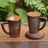 Czysta Miedziana Kubek do Moscow Mule Drzewo Tekstura Wykwintny Vintage Pogrubiony Trwały Woda 450ml Kubek Termiczny Splot Uchwyt Filiżanka do Herbaty