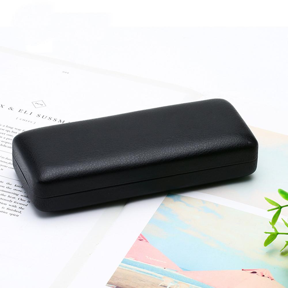 Unisex Glasses Box Black Lychee Pattern PU Leather Eyewear Protector Cover Reading Glasses Case Women Men Sunglasses Case
