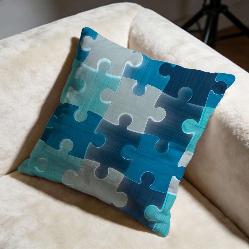 Puzzle Cushion Cover Soft Decorative Pillow Case Suitable for Bedroom Sofa Car Travel Use