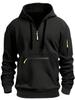 Men's Casual Zip-Up Hoodie with Kangaroo Pocket - Thick, Warm Polyester Blend for Fall and Winter, Oversized Hoodie
