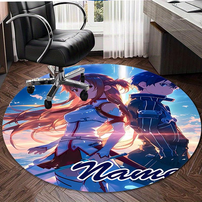 Customizable S-Sword Art Online2 Round Non-Slip Carpet - Ideal for Garden, Picnic, Office, Perfect for Decoration, Suitable For All Seasons