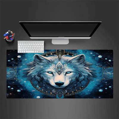 Wolf Head Mousepad Desk Pad Large Gaming Mouse Pad Gamer Ofice Mat Mouse Pad Light Gaming Room Desk Mat Unisex