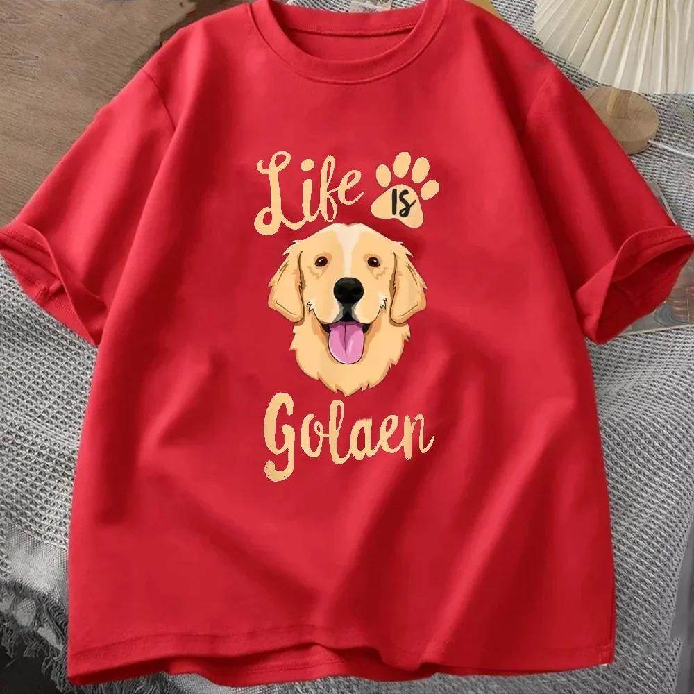 2026 Life Is Golden Retriever TShirt Women Dog Owner Gift TShirt Loose Casual Tshirts Unisex Tops Tees Oneck Tee Tops
