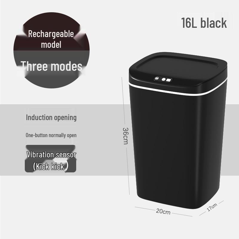 2026 Stylish Induction Trash Can: 16L Large Smart Bin with Odor-Sealed Lock for Home Use