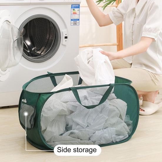 Laundry Storage Bin Mesh Design Large Capacity Portable Handles Fine Sewing Moisture-proof Store Clothes Breathable Foldable Dirty Clothes Storage