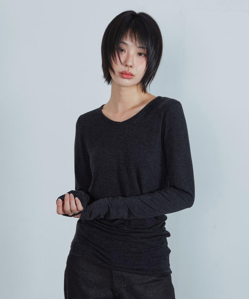 KIJIKO Ke311. Curved Sheer Tee Charcoal