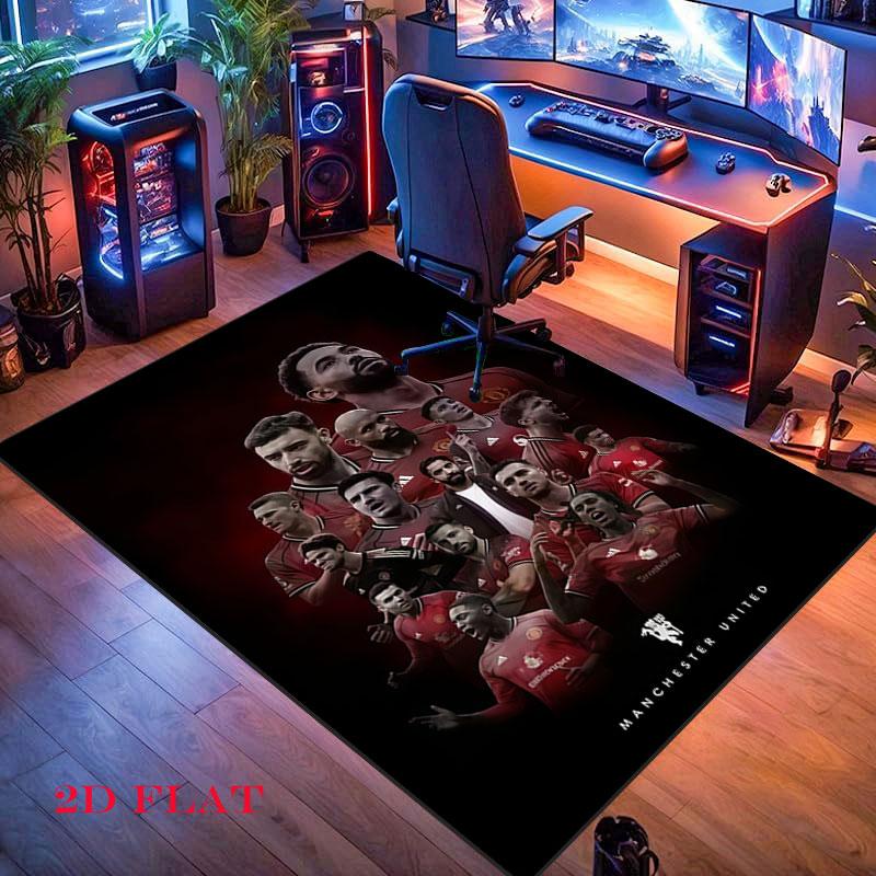 Roter MUFC Glory Teppich für Wohnzimmer, Schlafzimmer, Zuhause, Sofadekoration, Rutschfeste Bodenmatte für Kinder zum Spielen