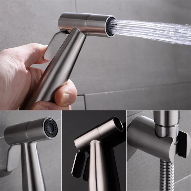 Modern Style Portable Handheld Toilet Bidet Sprayer Stainless Steel for Home or Hotel Bathroom Cleaning