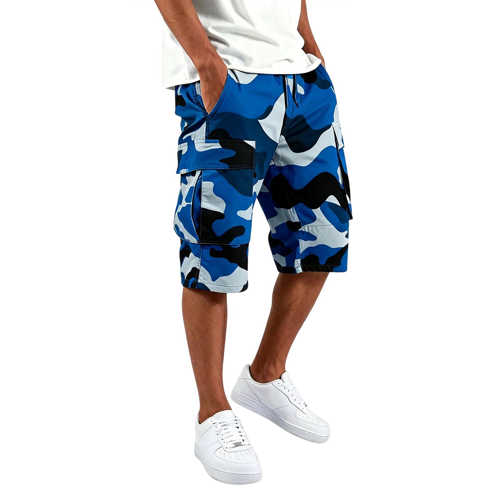 Men s Camouflage Cargo Shorts with Multiple Pockets, Drawstring Waist Casual Summer Shorts S