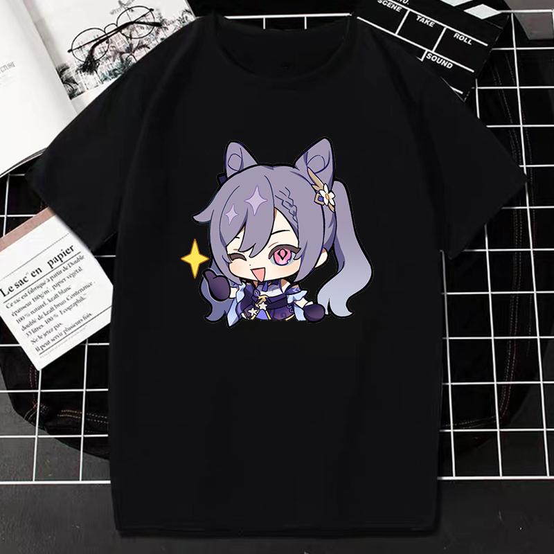 Camiseta Genshin Impact Kawaii Paimon Dibujos Animados Tops Gráficos Mujer Hombre Lindos Anime Streetwear Estética Harajuku Camiseta Ropa Mujer