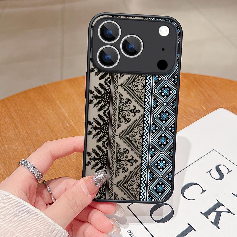

Vintage Totem Pattern Phone Case For iPhone 17 Air 16 15 14 Pro Max 13 12 17 Pro 16e 11 Matte Shockproof Soft Edge Hard PC Cove iPhone 17 Pro чёрный