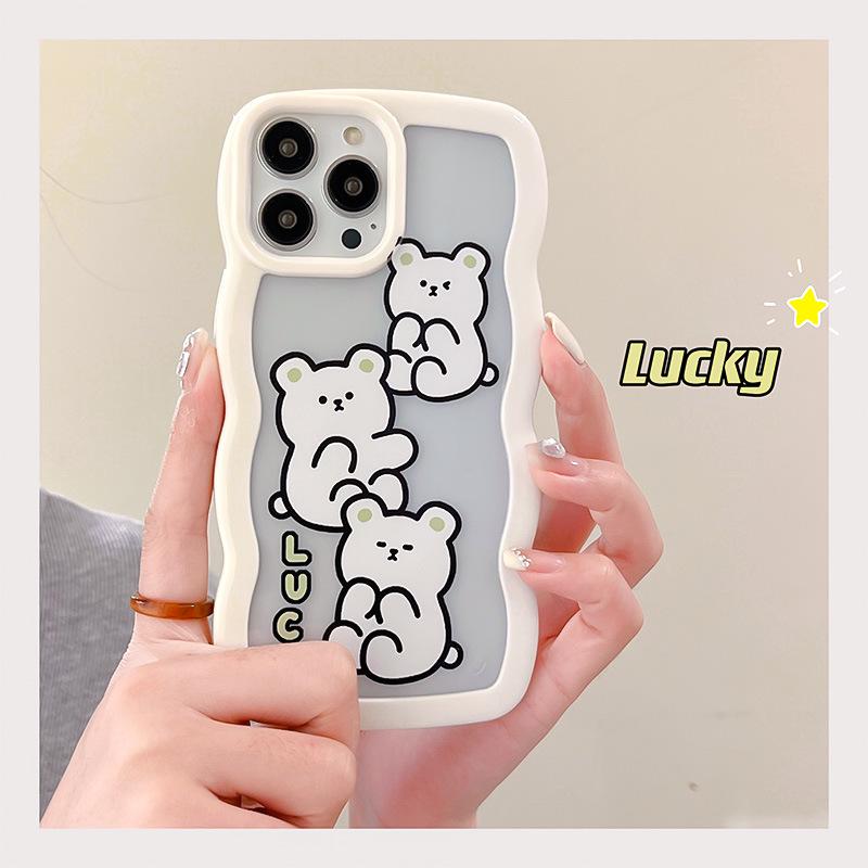 

Acrylic Lace Cartoon Bear Phone Case for iPhone 11/12/13 Pro Max iPhone 13