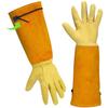 Long, Durable Leather Gardening Gloves - Resistant To Thorns and Cuts - Women's, Size M