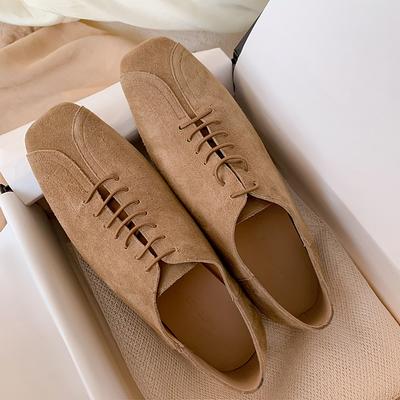 Fashion 2025 Spring Summer New Women Low Heel Square Toe Basic Casual Working Comfortable Flats Soft Genuine Leather Shoes Woman Concise