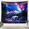Vibrant Galaxy Nebula Tapestry, Swirling Red & Blue Cosmic Cloud on Dark Starry Backdrop, Aesthetic Wall Decor for Home