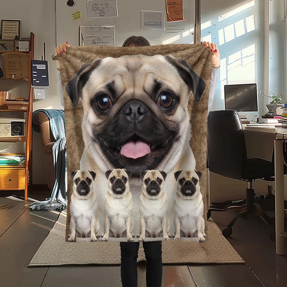 1Pc Bulldog Print Flannel Blanket, High Quality Comfortable for All Seasons, Home Decor, Warmth and Comfort, Perfect for Gifts