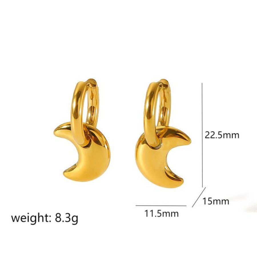 Fashion Gold Plated Heart Star Moon Earrings With Waterproof Stainless Steel For Women