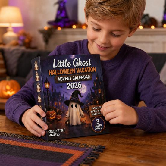 Halloween Advent Calendar 24 Days Ghost Countdown Calendar with 24 Collectible