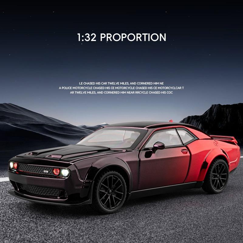 Electroplated 1/32 Alloy Dodge Hellcat Sports Car Model with Light and Sound Effects Collection Miniature Voiture Diecast Toy Vehicle