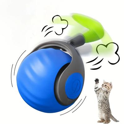 Interactive Cat Ball Toy with Feather, Smart Cat Toys Ball for Indoor Cats,USB Rechargeable Cat Toys