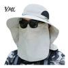 Breathable Mesh Face Mask Hat Sun Hats for Men, UV Protection Fishing with Neck Flap & Mask, Full Coverage Wide Brim Bucket Hat, Foldable Summer