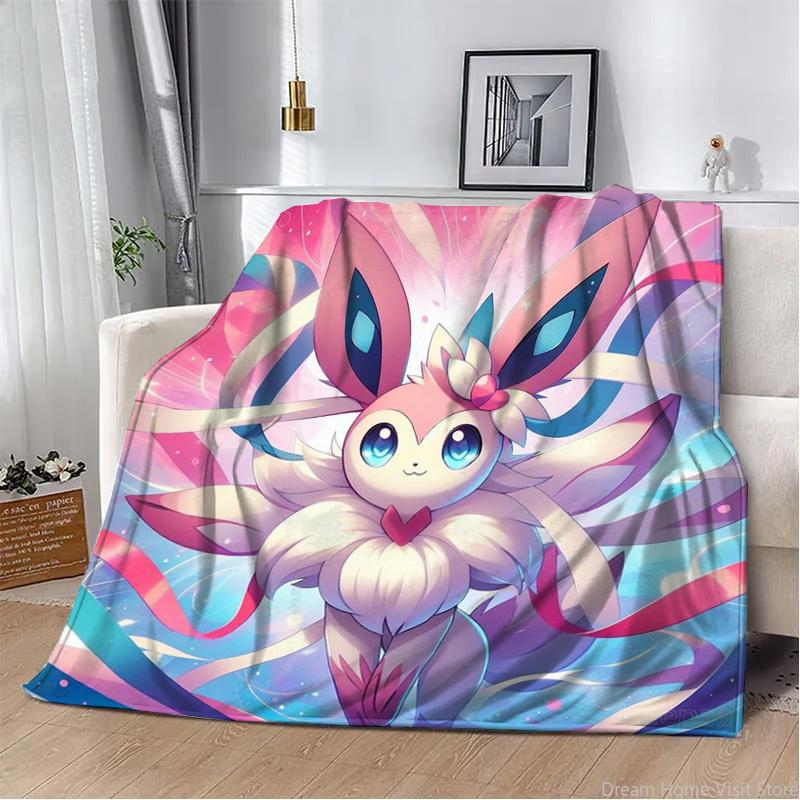 Japan Anime Pokemon Cartoon Eevee Soft Blankets,Warm Throw Blanket Comfortable Blanket for Picnic Beds Sofa Home Bedroom Kids
