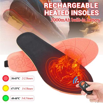 Palmilhas aquecidas recarregáveis, laváveis, à prova d'água, aquecedor sem fio, 2000mAh, alta concentração, baixa temperatura, bateria