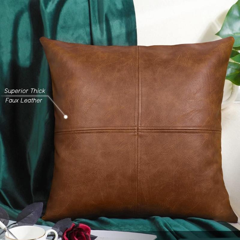 Moisture Proof Decorative Pillow Cover 450x450mm Durability Faux Leather Pillowcase Easy Removal Protectors for Holiday