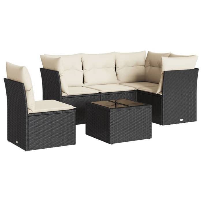 VidaXL Salon de jardin 6 pcs avec coussins noir résine tressée 3249485