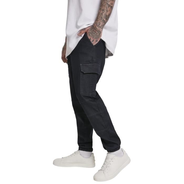 Jean Cargo Baggy En Denim Noir - URBAN CLASSICS - CARGO Jogging Denim - Coupe Cargo - Taille Standard - Homme
