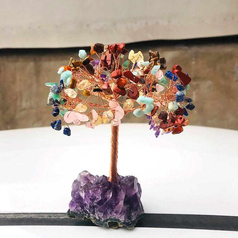 Amethyst Geode Crystal Tree Ornament with Irregular Base