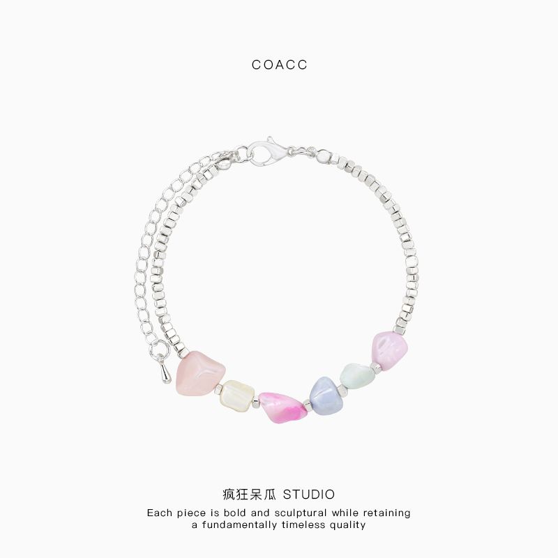 

Coacc | Color Natural Stone Broken Silver Bracelet Special-Interest Design Fancy Exquisite and Versatile Bracelet Girlfriends Jewelry Colored Stone Broken Silver Bracelet