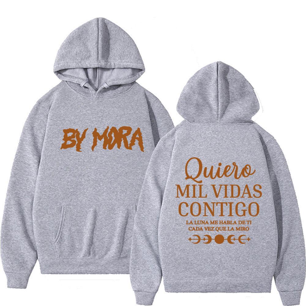 Rapper Mora Quierc Mil Vidas Contigo Letter Print Sweatshirts Harajuku Style Long Sleeve Hoodies Men Women Hoodie