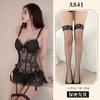Sexy underwear suspenders, corset pajamas, hot steel rings gather lace seduction, nightdress suit, uniform A