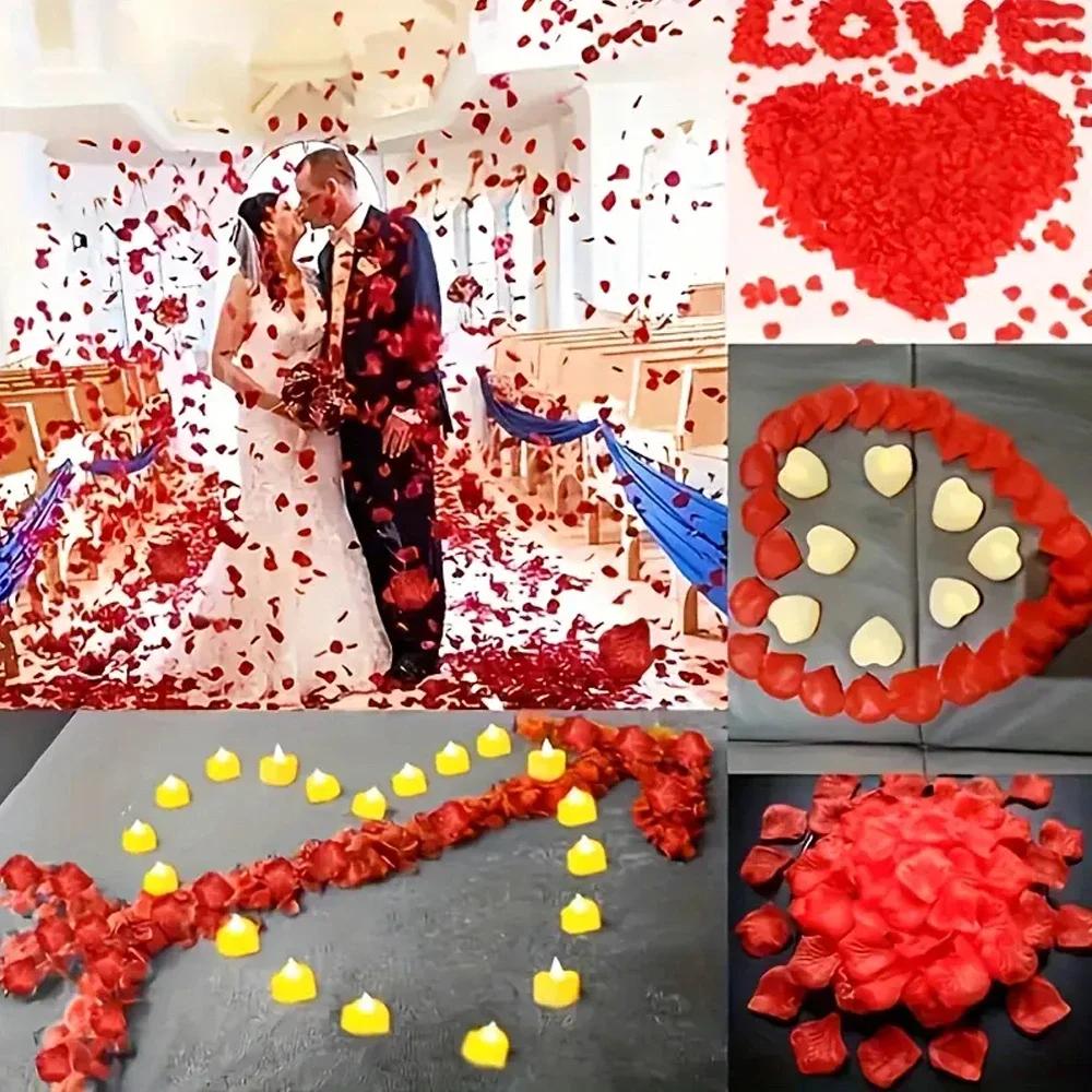 100-10000 Stück Top Bunte künstliche gefälschte Rosenblätter Rot Weiß Gold Rosen Blütenblätter Blumen Romantische Hochzeit Party Valentinstag Dekor
