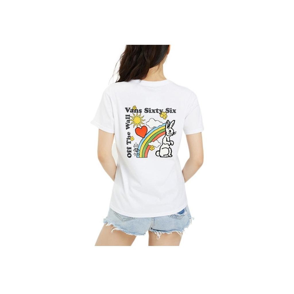Vans Graphic Logo Breathable Training Sports Casual Short Sleeve T-Shirt Women Tops White VN0A7YH6WHT