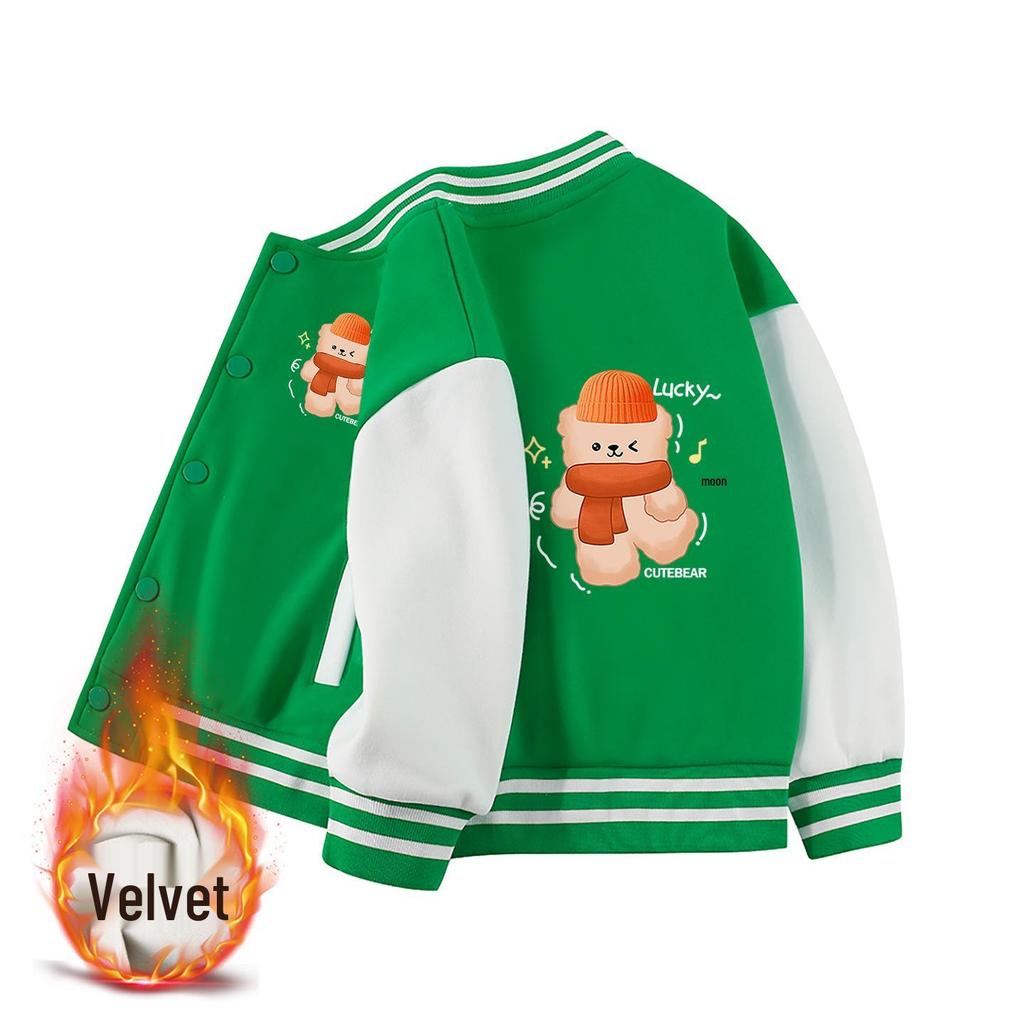 2025 Neuer Stil Jungen- und Mädchen-Baseballjacken - Frühjahrs-, Herbst- und Winter-Fleecefutter-Oberteile für Kinder