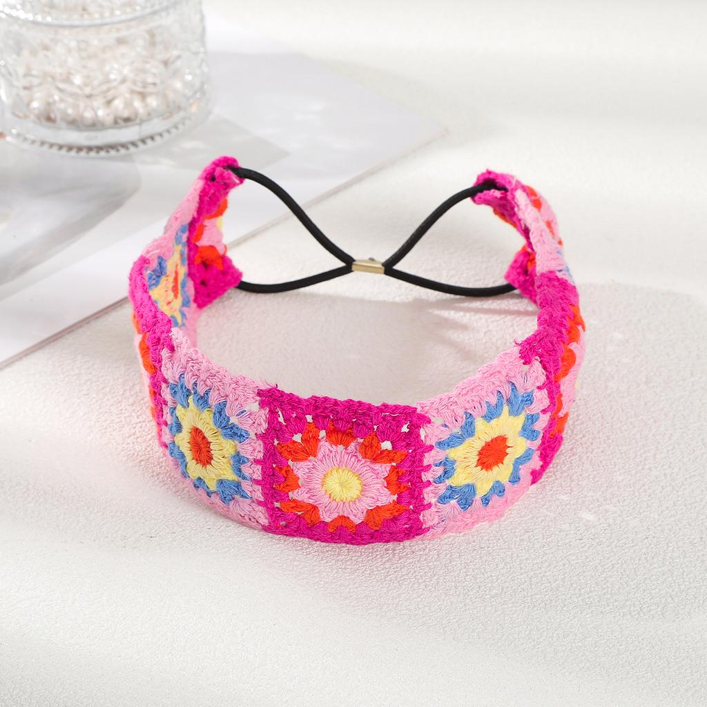Outdoor Dopamine Hair Bands Colorful Flower Crochet Headband Sweet Girl Photo Props Hair Accessories For Women Travel Holiday