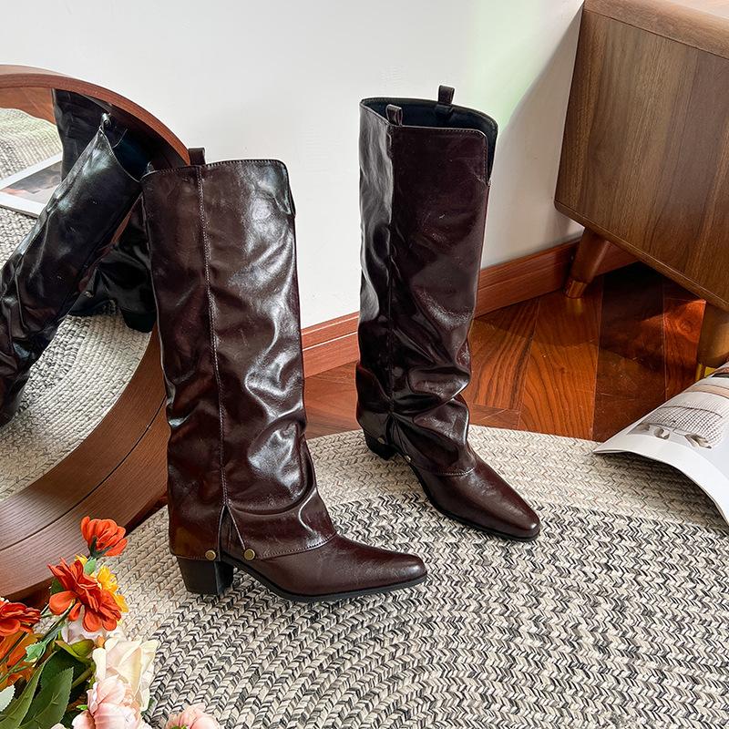 Large size-4 white pointed trousers Martin boots women's new British Knights Chelsea high boots